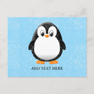 Cute Penguin Cartoon Custom Winter Postcard