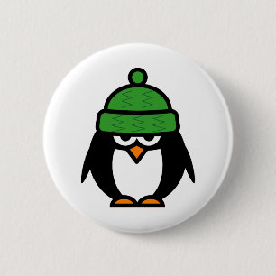 Cute penguin cartoon design pinback button