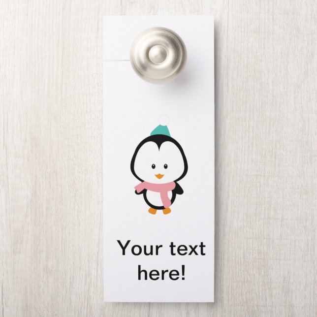 Cute penguin cartoon door hanger (On Knob)