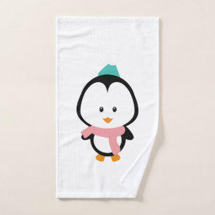 Cute penguin cartoon hand towel