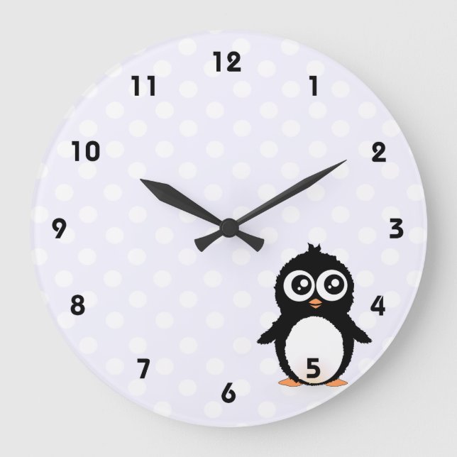 Cute penguin cartoon large clock (Front)
