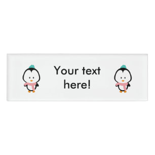 Cute penguin cartoon name tag