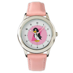 Cute penguin cartoon - pink watch