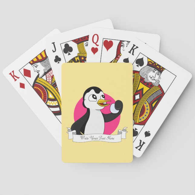 Cute penguin cartoon playing cards (Back)