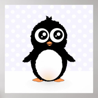 Cute penguin cartoon poster