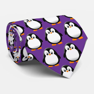 Cute Penguin Cartoon Purple  Tie