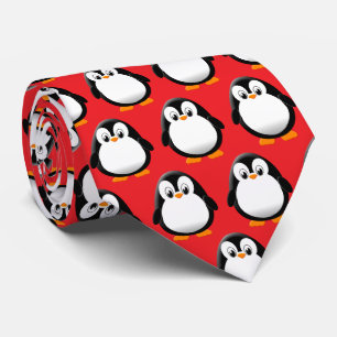 Cute Penguin Cartoon Red  Tie