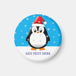 Cute Penguin Cartoon Snow Flakes Custom Christmas  Magnet