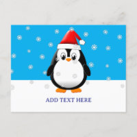 Cute Penguin Cartoon Snow Flakes Custom Christmas