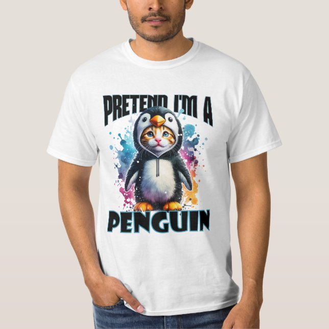 Cute Penguin Cat Design for Playful Creations T-Shirt (Front)