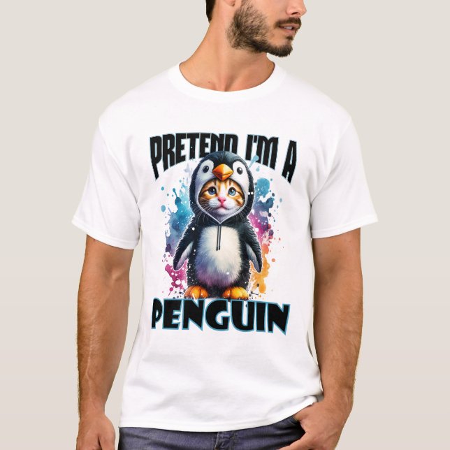 Cute Penguin Cat Design for Playful Creations T-Shirt (Front)
