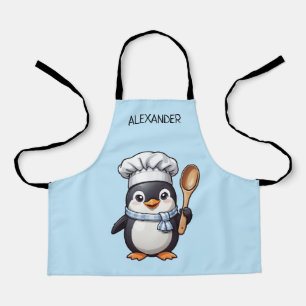 Cute Penguin Chef Personalise Kids' Apron