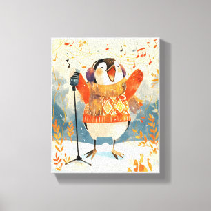 Cute Penguin Christmas Animal Nursery Art Canvas  Print