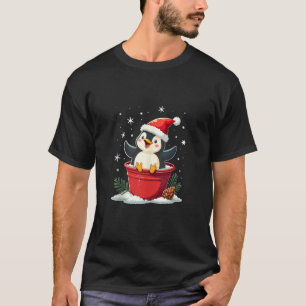 Cute Penguin Christmas Bucket Women Funny Xmas Pen T-Shirt