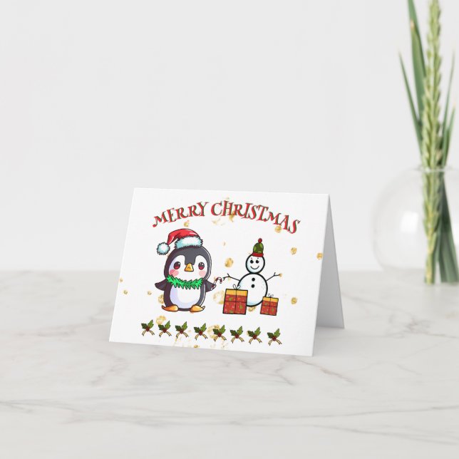 Cute Penguin Christmas Cards (Front)