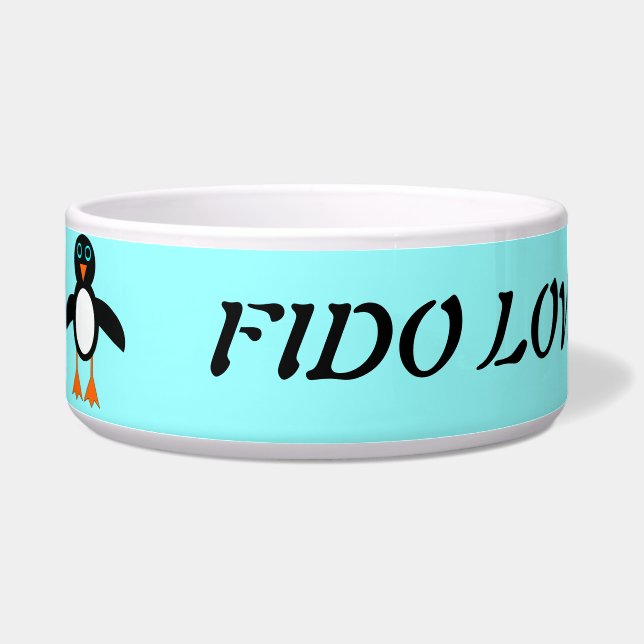 Cute Penguin Christmas Customisable Dog Bowl (Left)