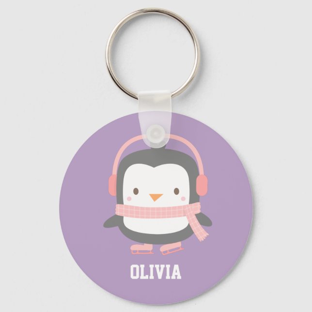 Cute Penguin Christmas Fillers for Girls Key Ring (Front)