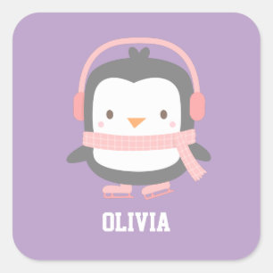 Cute Penguin Christmas Fillers for Girls Square Sticker
