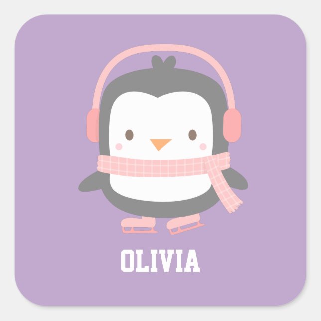 Cute Penguin Christmas Fillers for Girls Square Sticker (Front)
