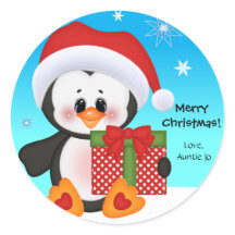 Cute Penguin Christmas Gift Sticker