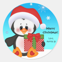 Cute Penguin Christmas Gift Sticker