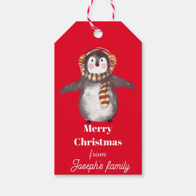 Cute penguin christmas gift tags (Front)