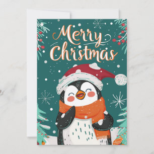 Cute Penguin Christmas Holiday Card