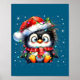 Cute Penguin Christmas Lights Penguins Lover Girls Poster
