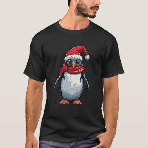 Cute Penguin Christmas Lights Santa Hat Xmas Pajam T-Shirt