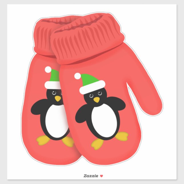 Cute Penguin | Christmas Mittens | Large (Sheet)