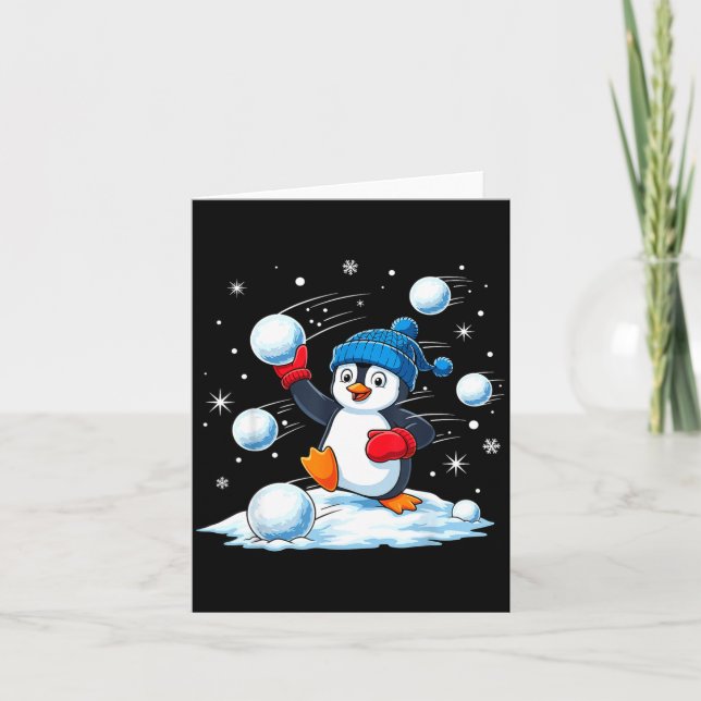 Cute Penguin Christmas Pajamas Shirt Boys, Penguin Card (Front)