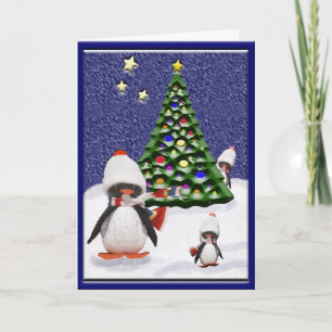 Cute Penguin Christmas Paradise Custom Holiday Card
