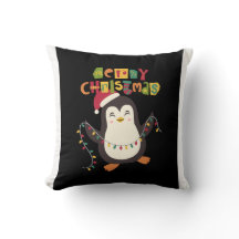 Cute Penguin Christmas Pillow