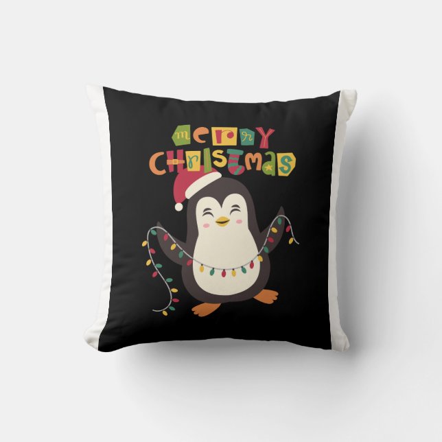 Cute Penguin Christmas Pillow (Front)