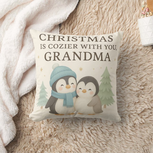 Cute Penguin Christmas Pillow for Grandma – Gift (Blanket)
