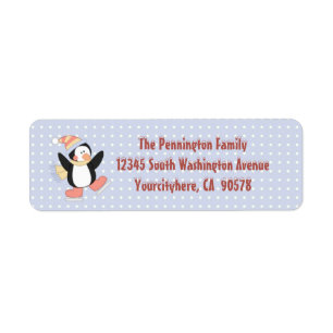 Cute penguin Christmas return address labels