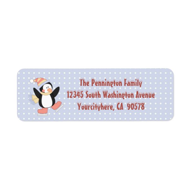 Cute penguin Christmas return address labels (Front)