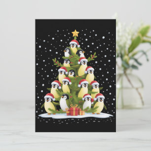 Cute Penguin Christmas Tree Funny Holiday Invitation