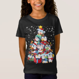 Cute Penguin Christmas Tree Lights Gift Decor Xmas T-Shirt