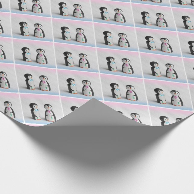 Cute Penguin Christmas Wrapping Paper (Corner)