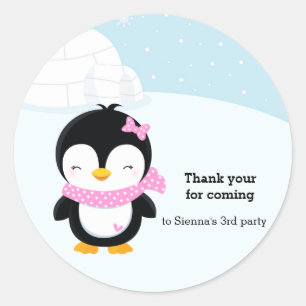 Cute penguin classic round sticker