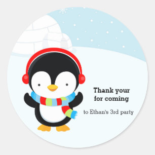 Cute penguin classic round sticker