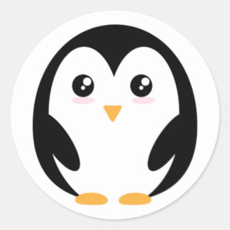 cute penguin classic round sticker