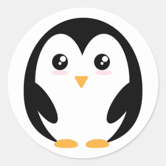 cute penguin classic round sticker (Front)