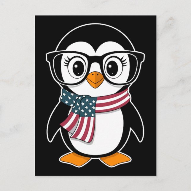 Cute Penguin Coffee Lover Emotional Cartoon Design Holiday Postcard (Front)