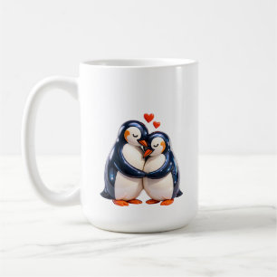 Cute penguin couple romantic animal coffee mug