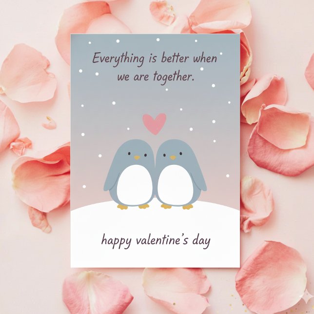 Cute Penguin Couple Valentine Love Greeting Card (Creator Uploaded)