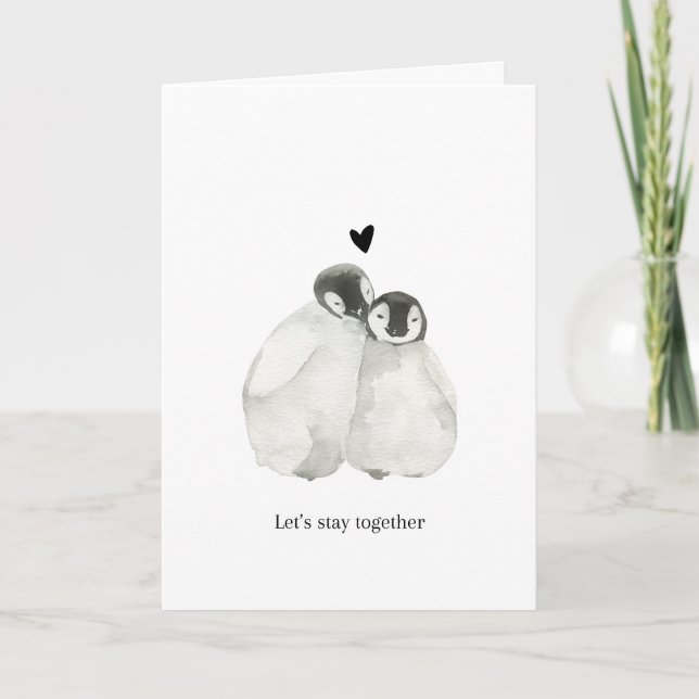 Cute penguin couple valentine's greeting card (Front)