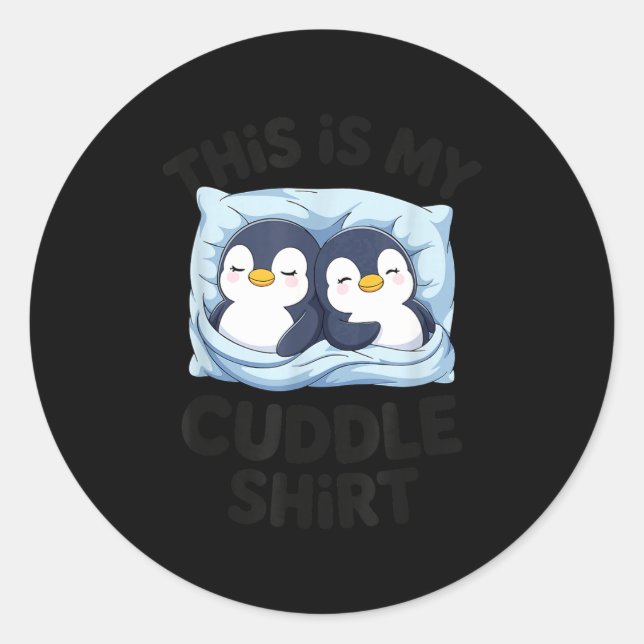 Cute Penguin Cuddle Cozy Sleep Matching Couple  Classic Round Sticker (Front)