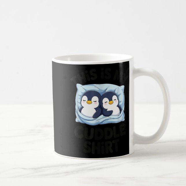 Cute Penguin Cuddle Cozy Sleep Matching Couple  Coffee Mug (Right)